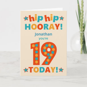 Douanenaam 19de Verjaardag Hip Hooray Kaart