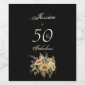 Douanenaam 50 & Fabulous Zonnebloem Wijn Etiket (Enkel label)