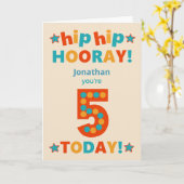 Douanenaam 5de Verjaardag Hip Hooray Kaart (Gele Bloem)