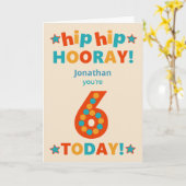 Douanenaam 6de Verjaardag Hip Hooray Kaart (Gele Bloem)