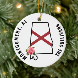 Douanenaam Alabama Vlag & Bloem Cornhole Set Keramisch Ornament