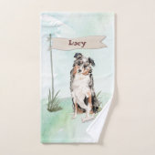 Douanenaam Australian Shepherd Pet Dog Bad Handdoek (Handdoek)