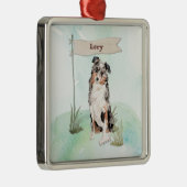 Douanenaam Australian Shepherd Pet Dog Metalen Ornament (Rechts)