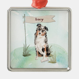 Douanenaam Australian Shepherd Pet Dog Metalen Ornament