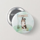 Douanenaam Australian Shepherd Pet Dog Ronde Button 5,7 Cm (Voorkant /achterkant)