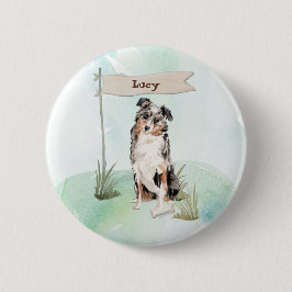 Douanenaam Australian Shepherd Pet Dog Ronde Button 5,7 Cm