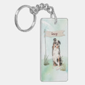 Douanenaam Australian Shepherd Pet Dog Sleutelhanger (Voorkant Links)