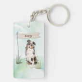 Douanenaam Australian Shepherd Pet Dog Sleutelhanger (achterkant)