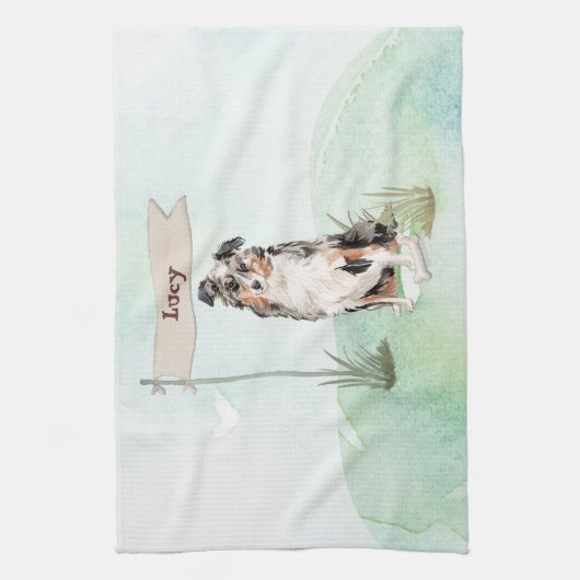 Douanenaam Australian Shepherd Pet Dog Theedoek (Verticaal)