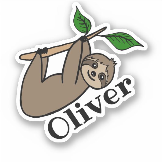 Douanenaam Baby Sloth Leuk Dier Sticker (Voorkant)