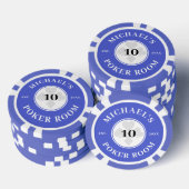 Douanenaam Blauw & Wit Las Vegas Denomination Poker Chips (Opstapeling)