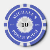 Douanenaam Blauw & Wit Las Vegas Denomination Poker Chips (Voorkant)