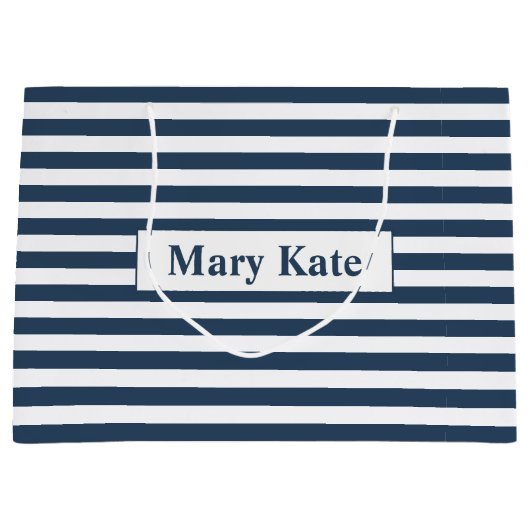 Douanenaam Blauw/Witte Strepen Groot Cadeauzakje (Voorkant)