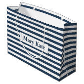 Douanenaam Blauw/Witte Strepen Groot Cadeauzakje (Achterkant Gekanteld)