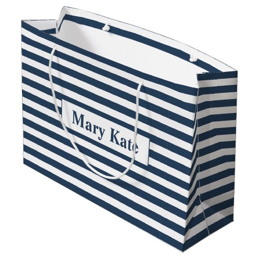 Douanenaam Blauw/Witte Strepen Groot Cadeauzakje (Achterkant Gekanteld)