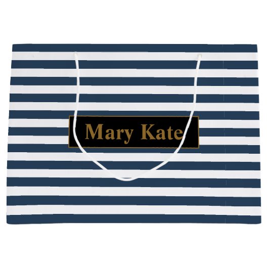 Douanenaam Blauw/Witte Strepen Groot Cadeauzakje (Voorkant)