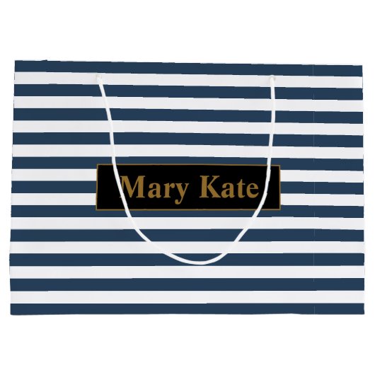 Douanenaam Blauw/Witte Strepen Groot Cadeauzakje (Achterkant)