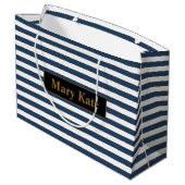 Douanenaam Blauw/Witte Strepen Groot Cadeauzakje (Achterkant Gekanteld)