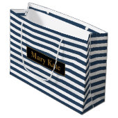 Douanenaam Blauw/Witte Strepen Groot Cadeauzakje (Voorkant Gekanteld)