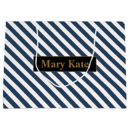 Douanenaam Blauw/Witte Strepen Groot Cadeauzakje