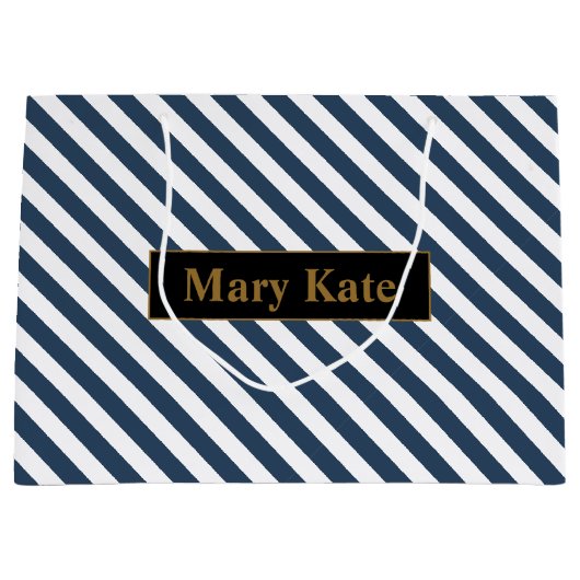 Douanenaam Blauw/Witte Strepen Groot Cadeauzakje (Voorkant)