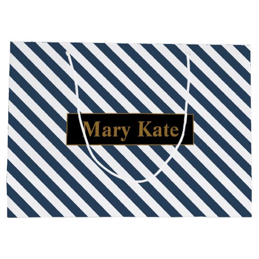 Douanenaam Blauw/Witte Strepen Groot Cadeauzakje (Achterkant)