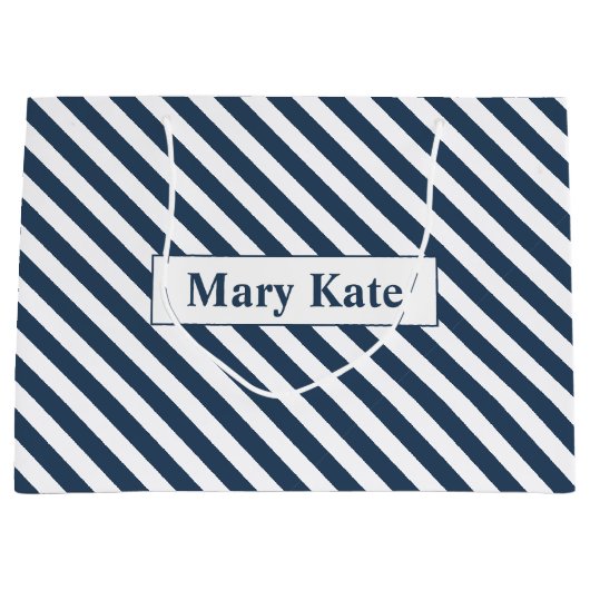 Douanenaam Blauw/Witte Strepen Groot Cadeauzakje (Voorkant)