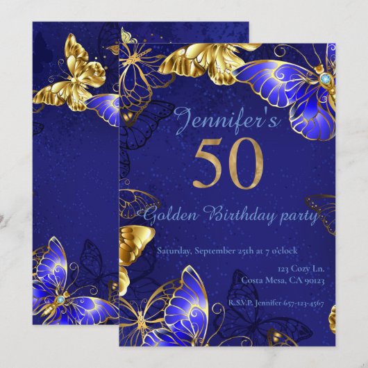 Douanenaam Blauwe Vlinder Partij Kaart (Voorkant / Achterkant)