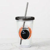 Douanenaam Bowling Bal met Vlammen Acryl Drinkbeker (Achterkant)