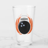 Douanenaam Bowling Bal met Vlammen Glas (Achterkant)