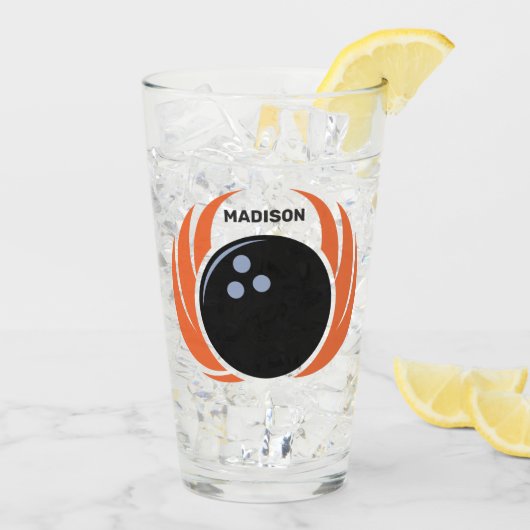 Douanenaam Bowling Bal met Vlammen Glas (Achterkant ijs)