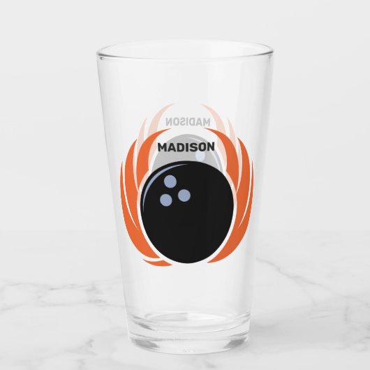 Douanenaam Bowling Bal met Vlammen Glas (Voorkant)