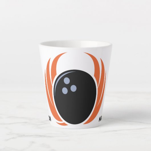 Douanenaam Bowling Bal met Vlammen Latte Mok (Voorkant)