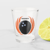 Douanenaam Bowling Bal met Vlammen Shot Glas (Voorkant)