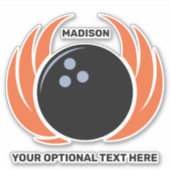 Douanenaam Bowling Bal met Vlammen Sticker (Voorkant)