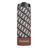 Douanenaam Bruin Wit Java Ethnik Batik Thermosbeker (Voorkant)
