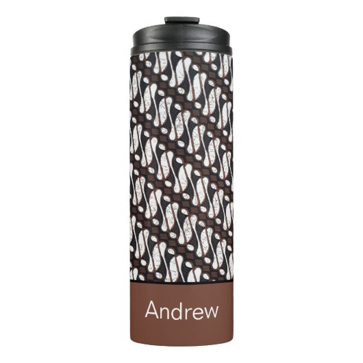 Douanenaam Bruin Wit Java Ethnik Batik Thermosbeker (Voorkant)