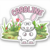 Douanenaam Bunny Boerderij Cartoon Dier Sticker (Voorkant)