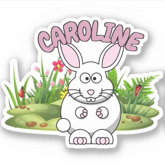 Douanenaam Bunny Boerderij Cartoon Dier Sticker (Voorkant)