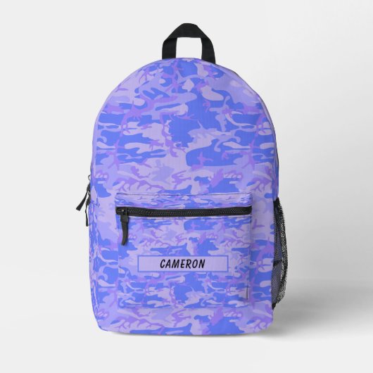 Douanenaam Camouflage Pastel Blauw Abstract Bedrukte Rugzak (Voorkant)