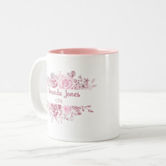 Douanenaam CPA Accountant Bloemen Roos Tweekleurige Koffiemok (Voorkant links)