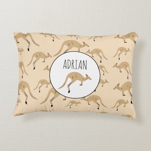 Douanenaam Cute Australian Kangaroo Pattern Accent Kussen (Achterkant)