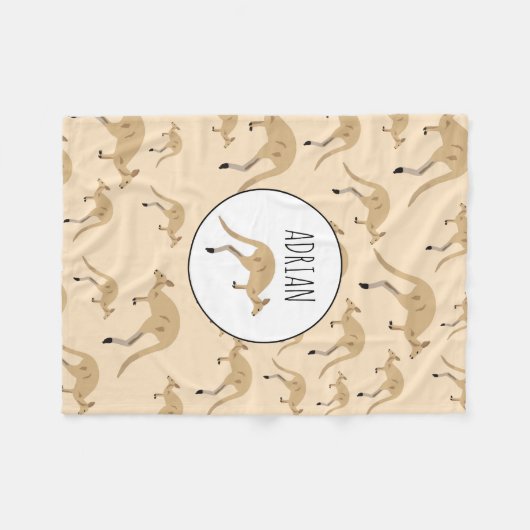 Douanenaam Cute Australian Kangaroo Pattern Fleece Deken (Voorkant (Horizontaal))