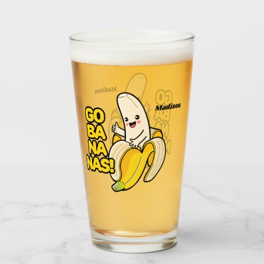 Douanenaam Cute Bananas Glas (Achterkant gevuld)