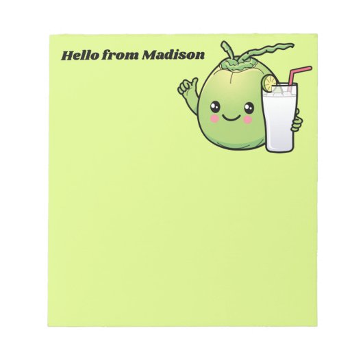 Douanenaam Cute Coconut Notitieblok (Voorkant)