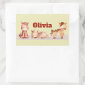 Douanenaam Cute Little Horse Animal Rechthoekige Sticker (Tas)