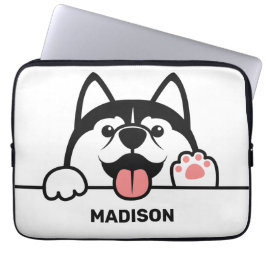 Douanenaam Cute Siberian Husky Laptop Sleeve