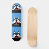 Douanenaam Cute Siberian Husky Persoonlijk Skateboard (Voorkant)