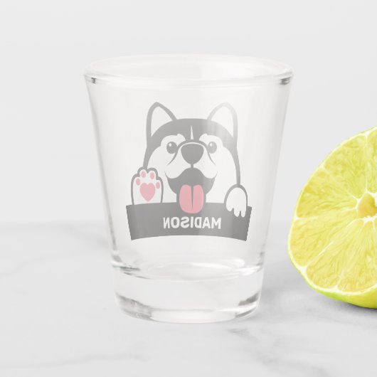 Douanenaam Cute Siberian Husky Shot Glas (Achterkant)