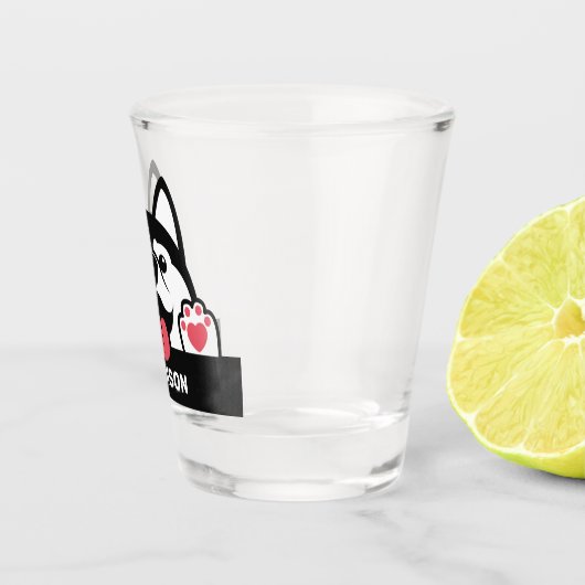 Douanenaam Cute Siberian Husky Shot Glas (Rechts)